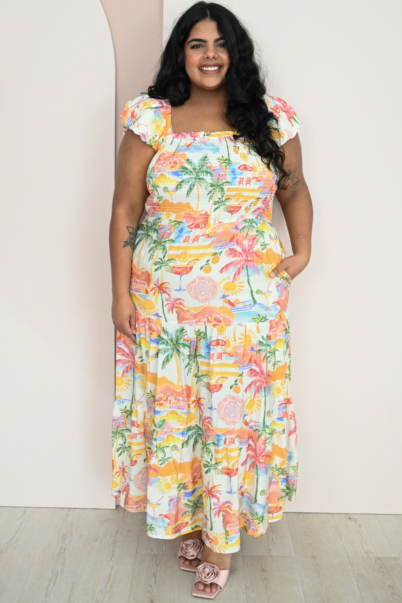 CURVE Tropical Midi dress