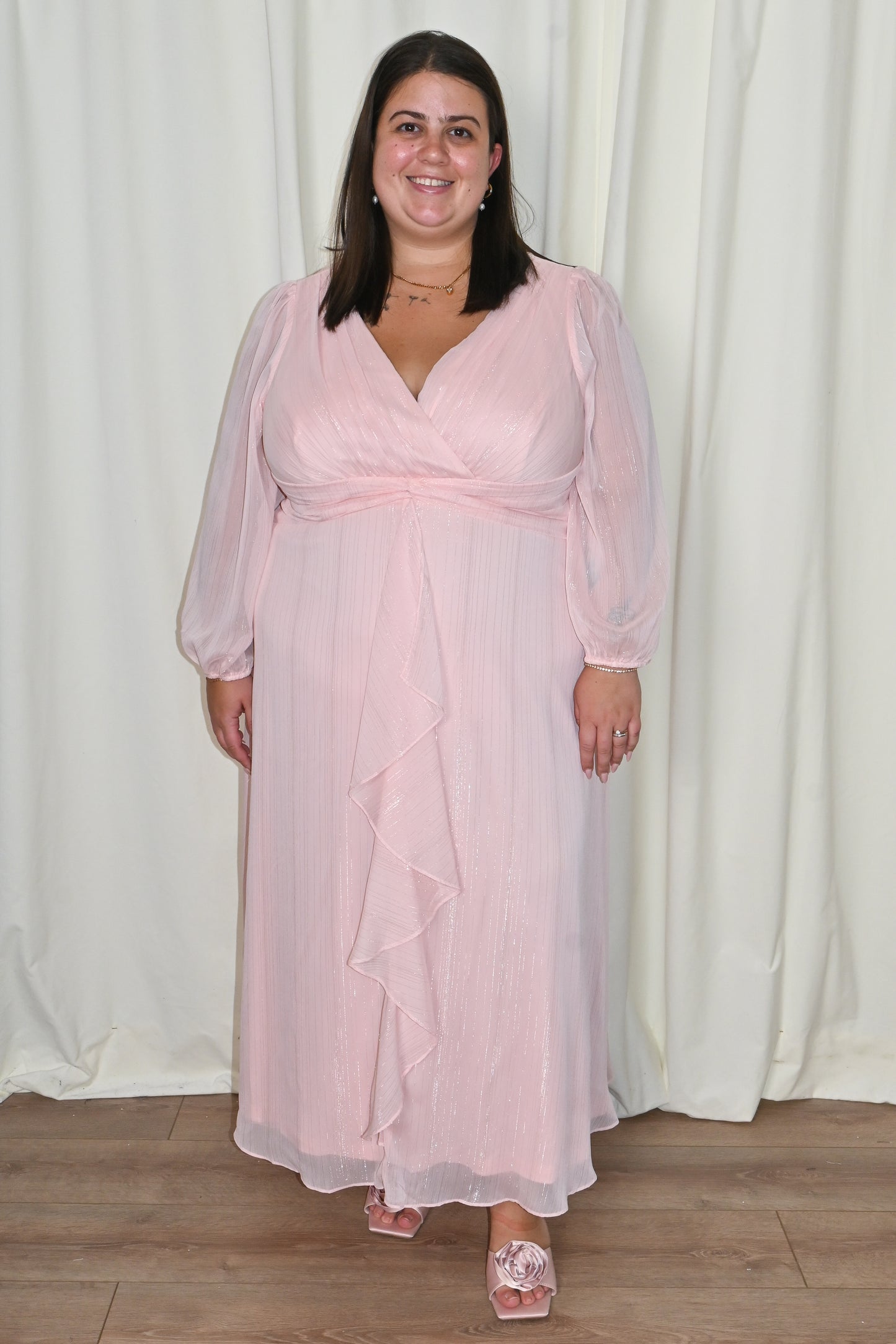 CURVE Lurex Chiffon Midi Dress
