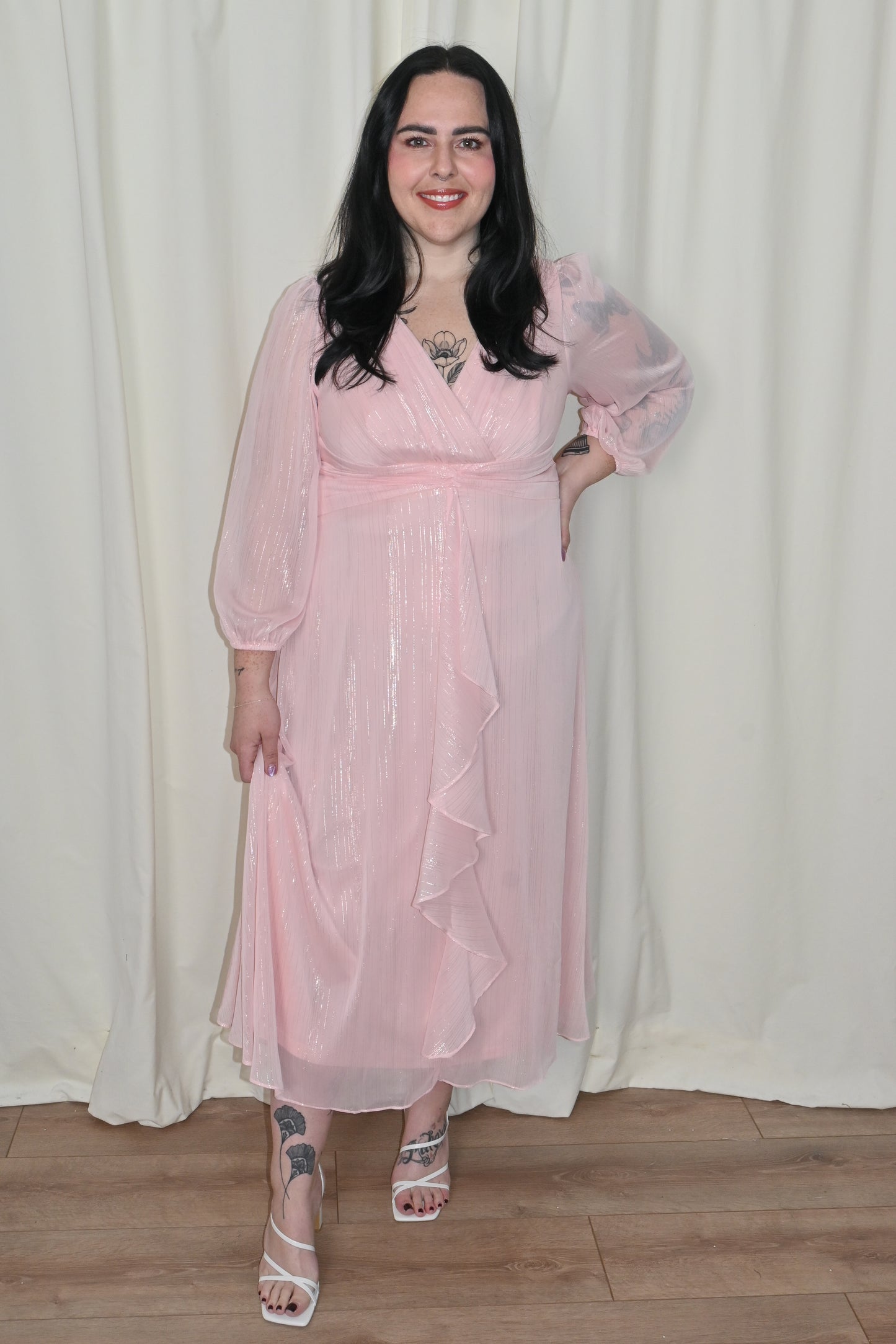 CURVE Lurex Chiffon Midi Dress