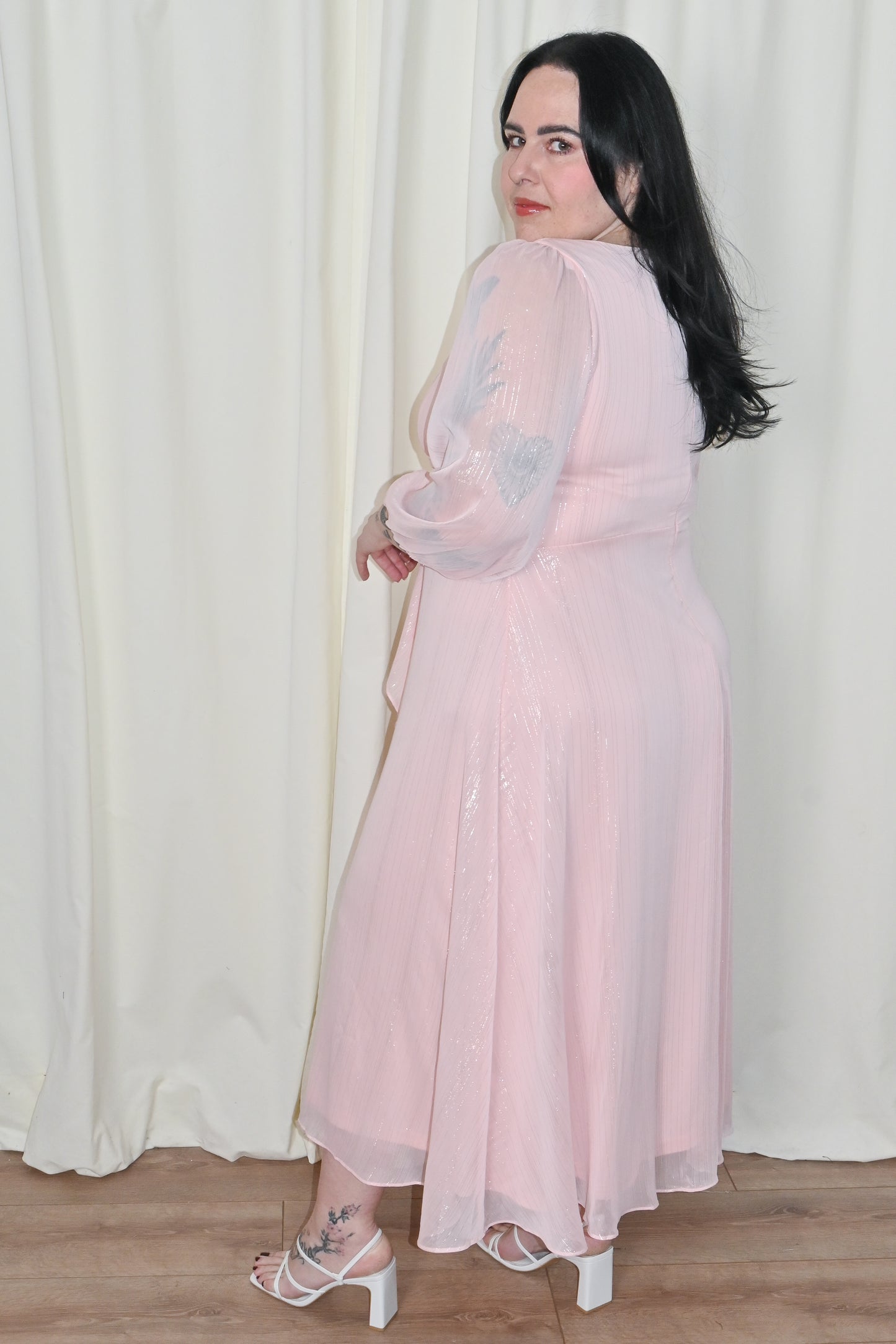 CURVE Lurex Chiffon Midi Dress