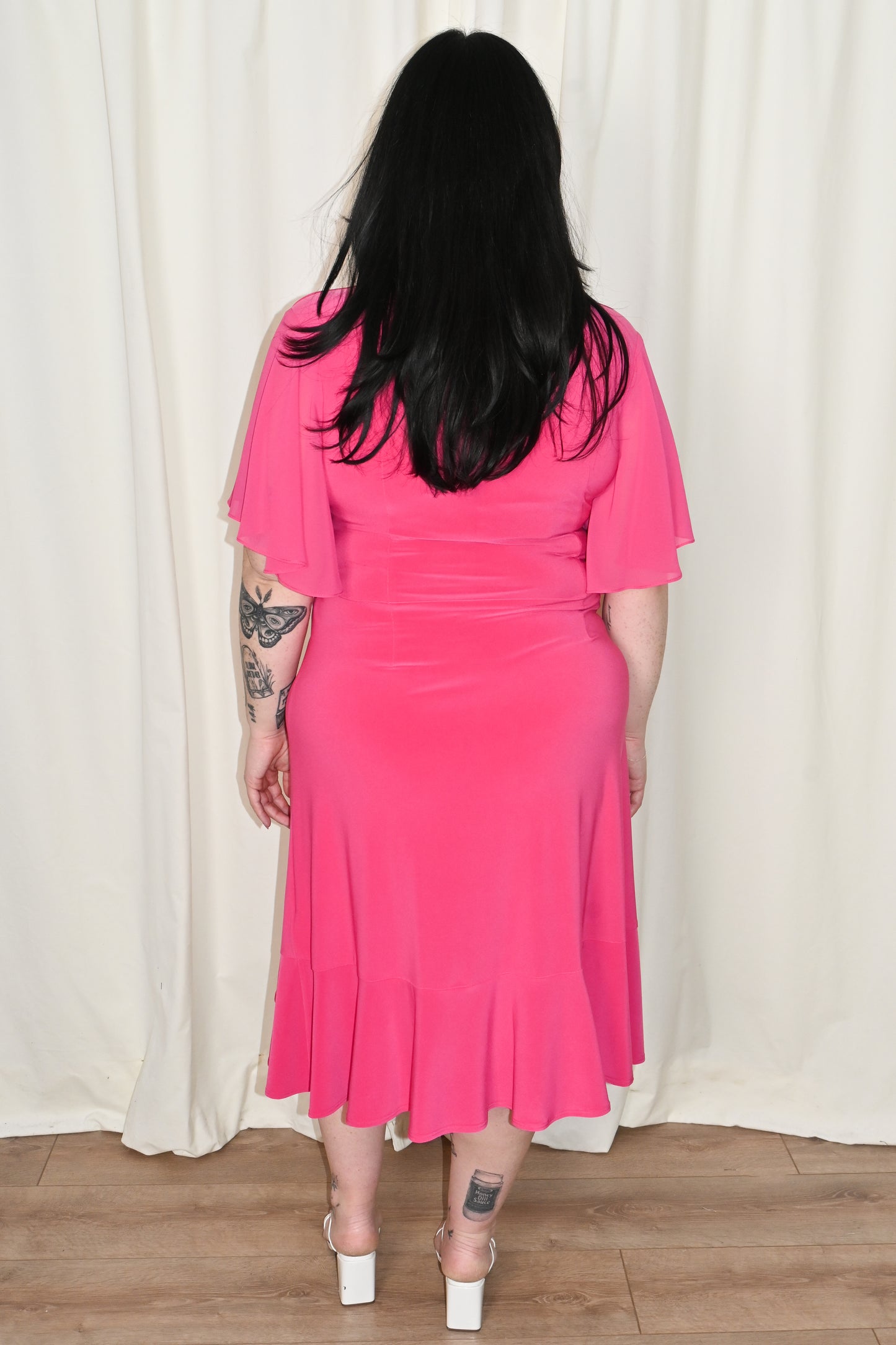 CURVE Chiffon Flowy Faux Wrap Dress