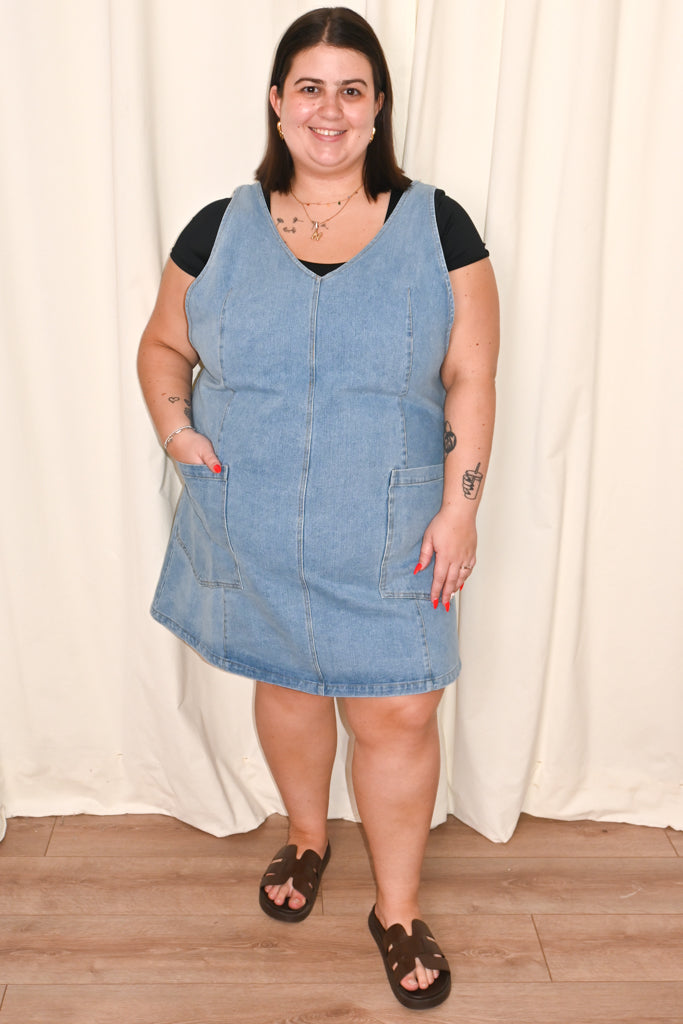 Denim Overall Dress (S-3X)
