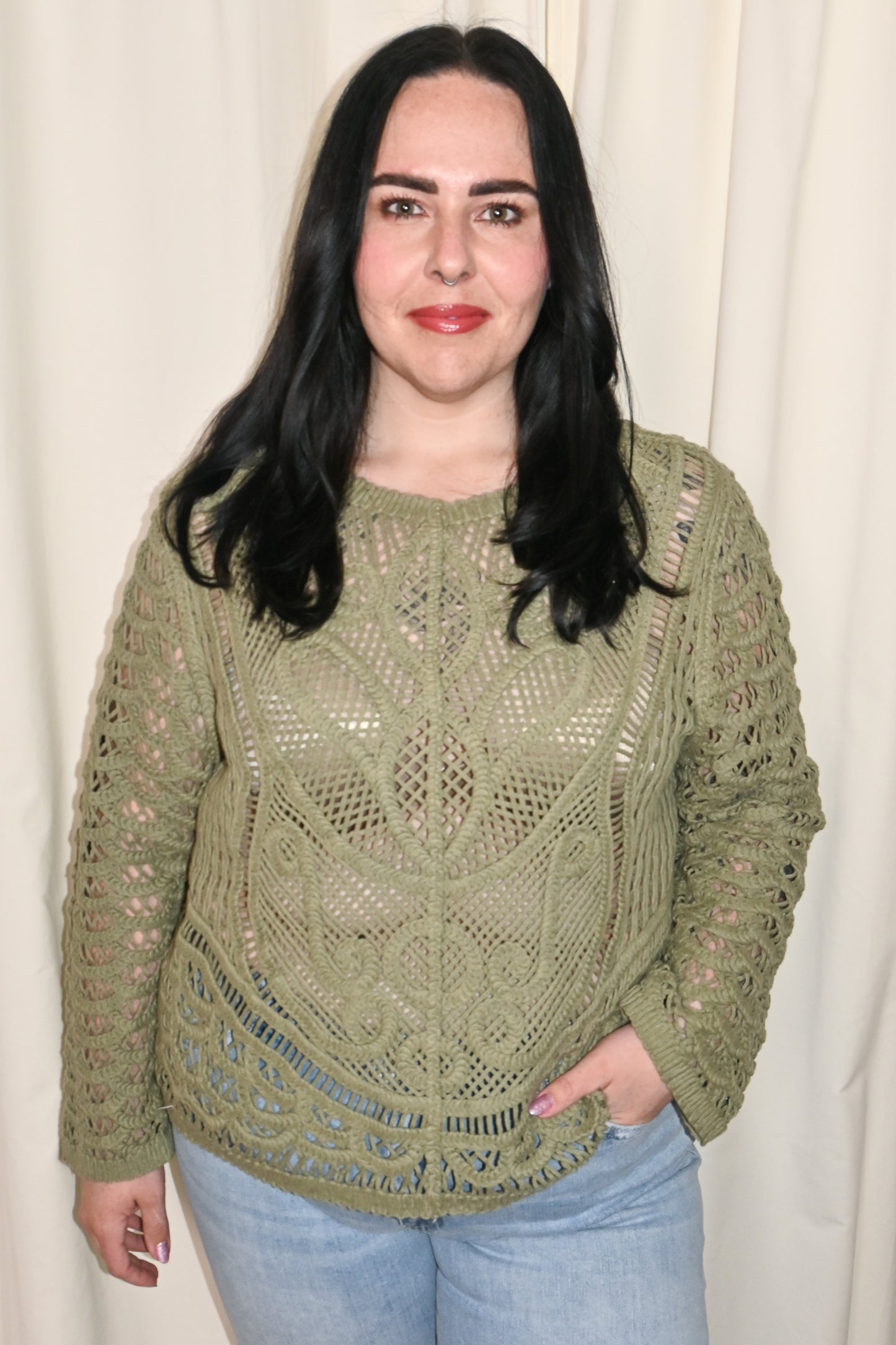 CURVE Crochet LS Top