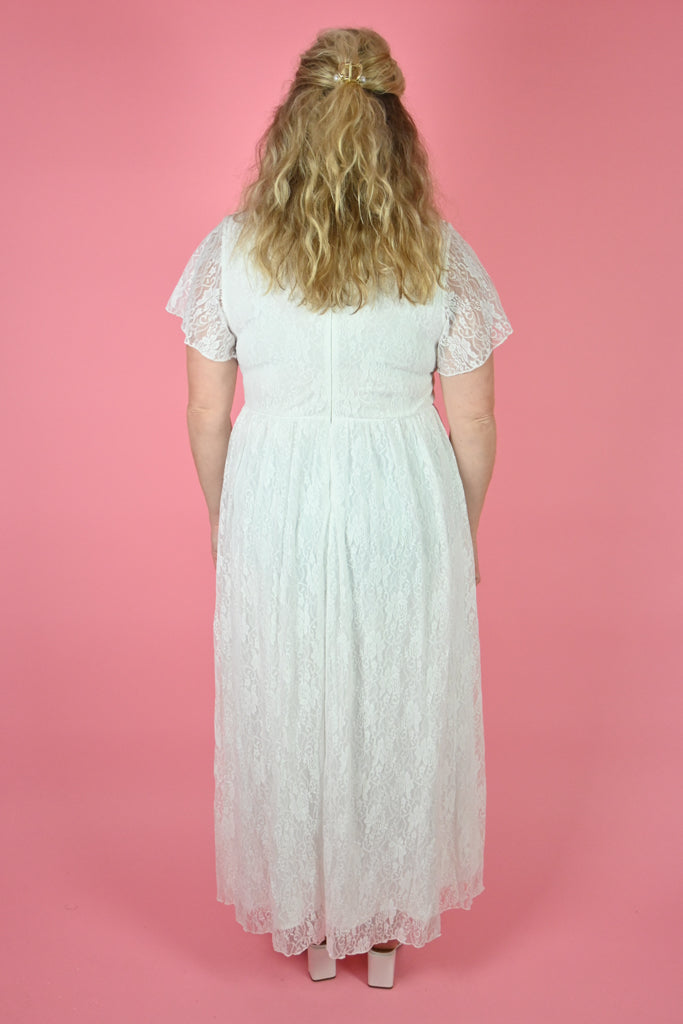 Plus size white lace dress bridal