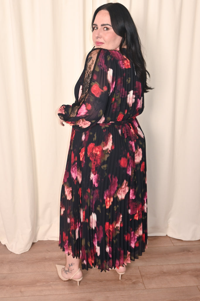 Floral Pleated Midi Dress (S-XXL)