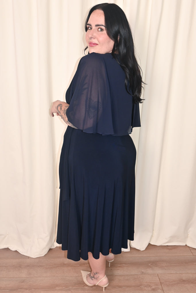 CURVE Silky Knit with Chiffon Sleeves