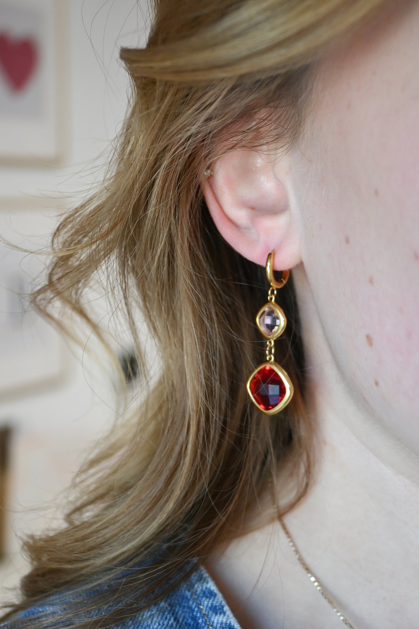 Pink+Red Drop Earring
