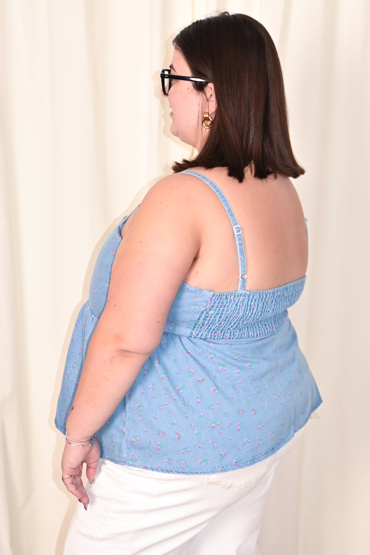 Denim Peplum Tank (S-3X)