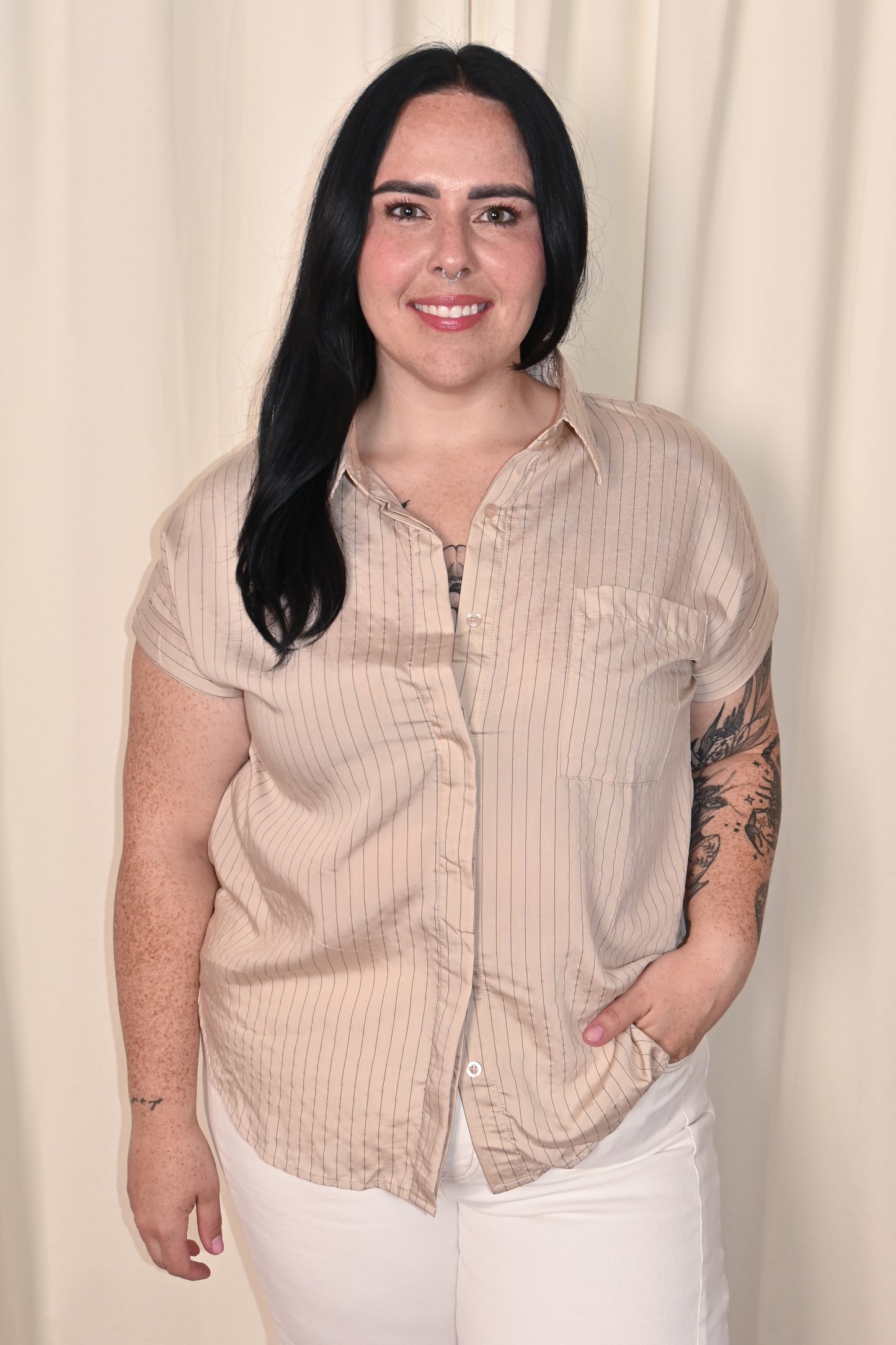 Striped Lightweight Button Up (S-XXXL)