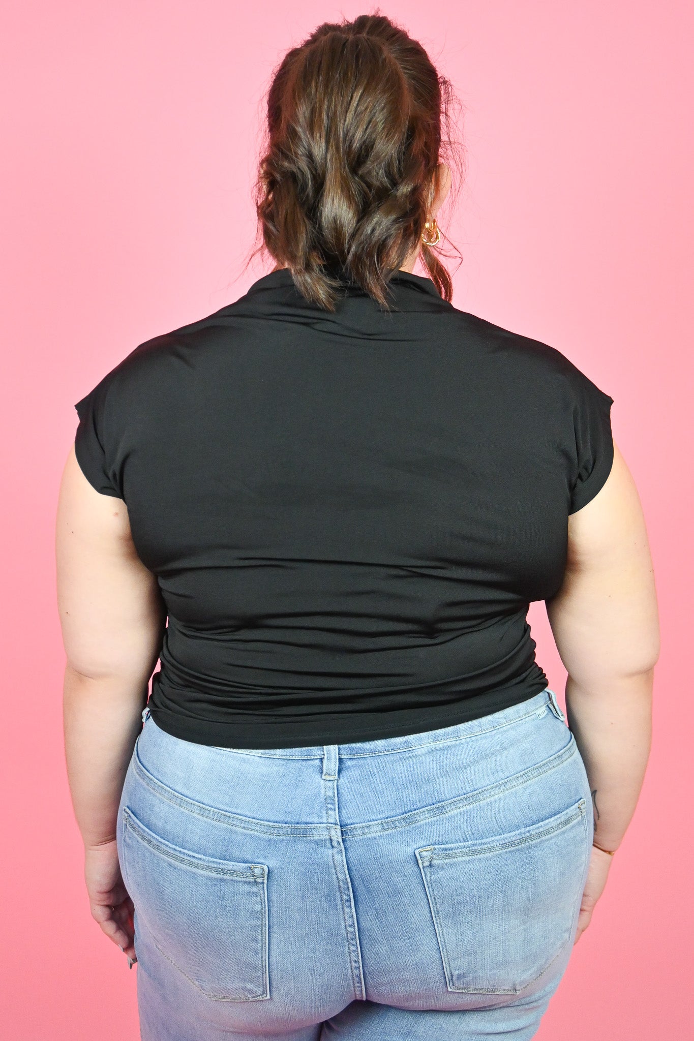 plus size black ruched going out top