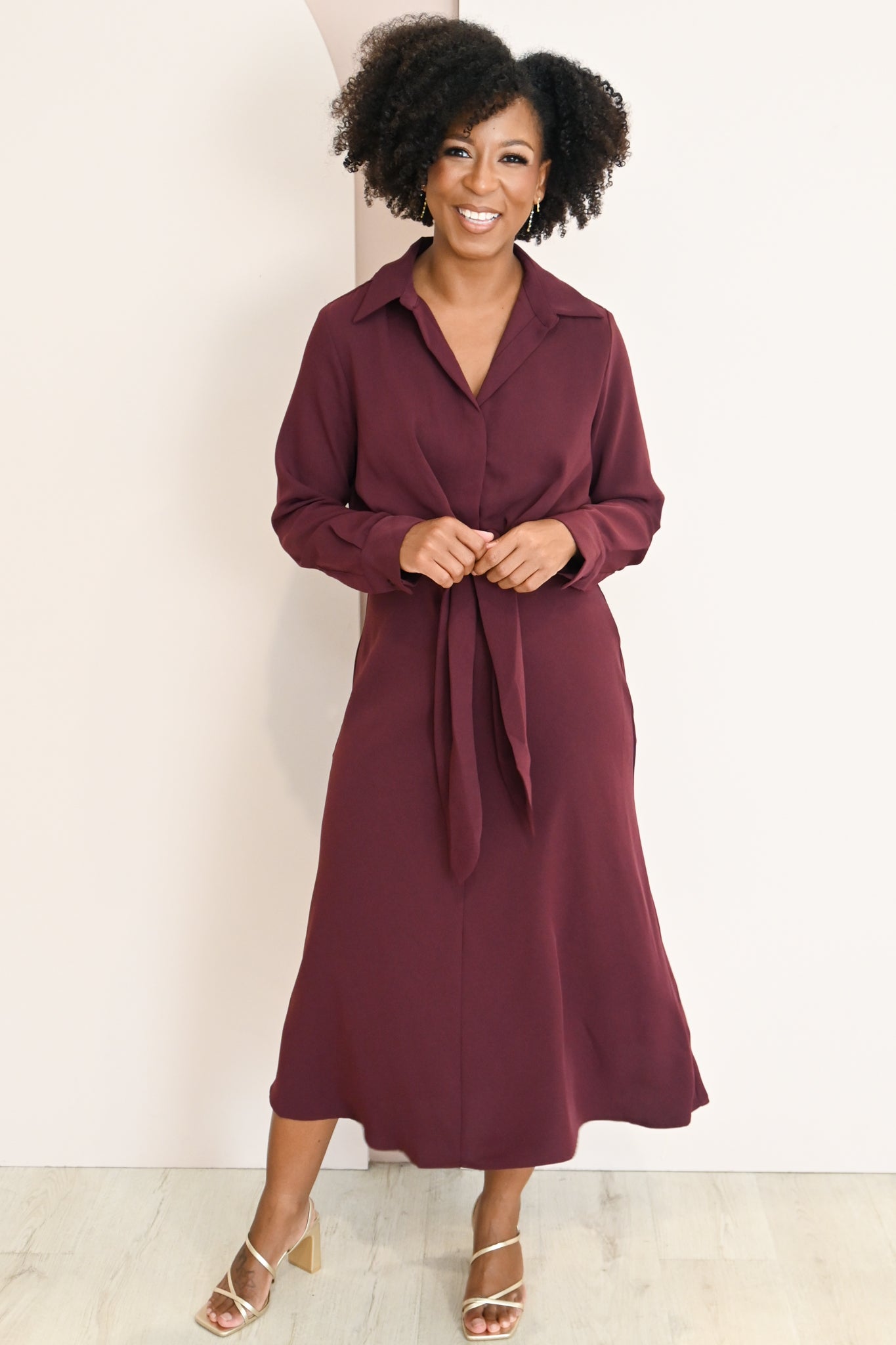 Cressida Tie Front Midi Dress Valencia Boutique Cressida Tie Front Midi Dress Valencia Boutique