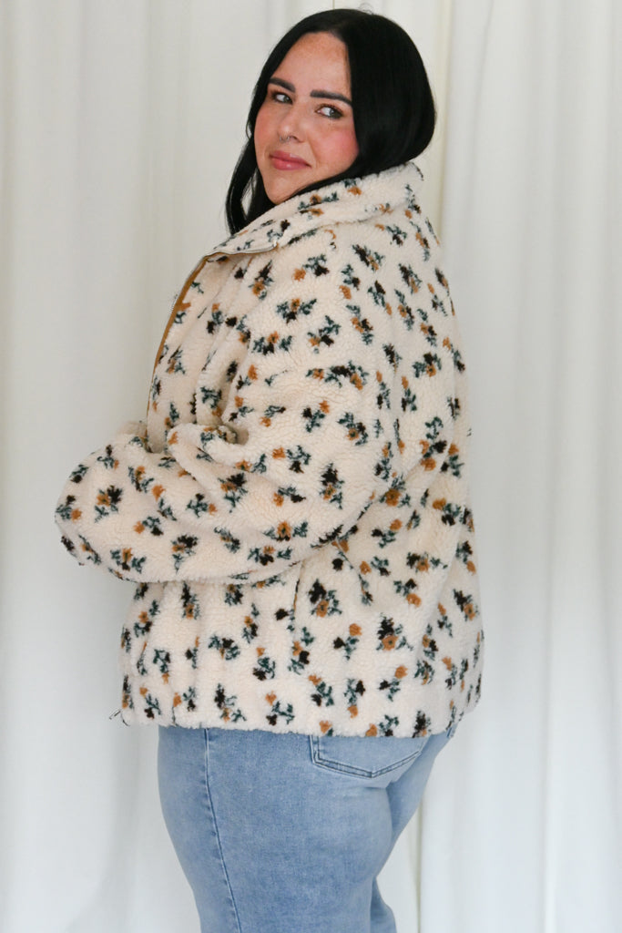 Floral Sherpa Jacket (S-3X)