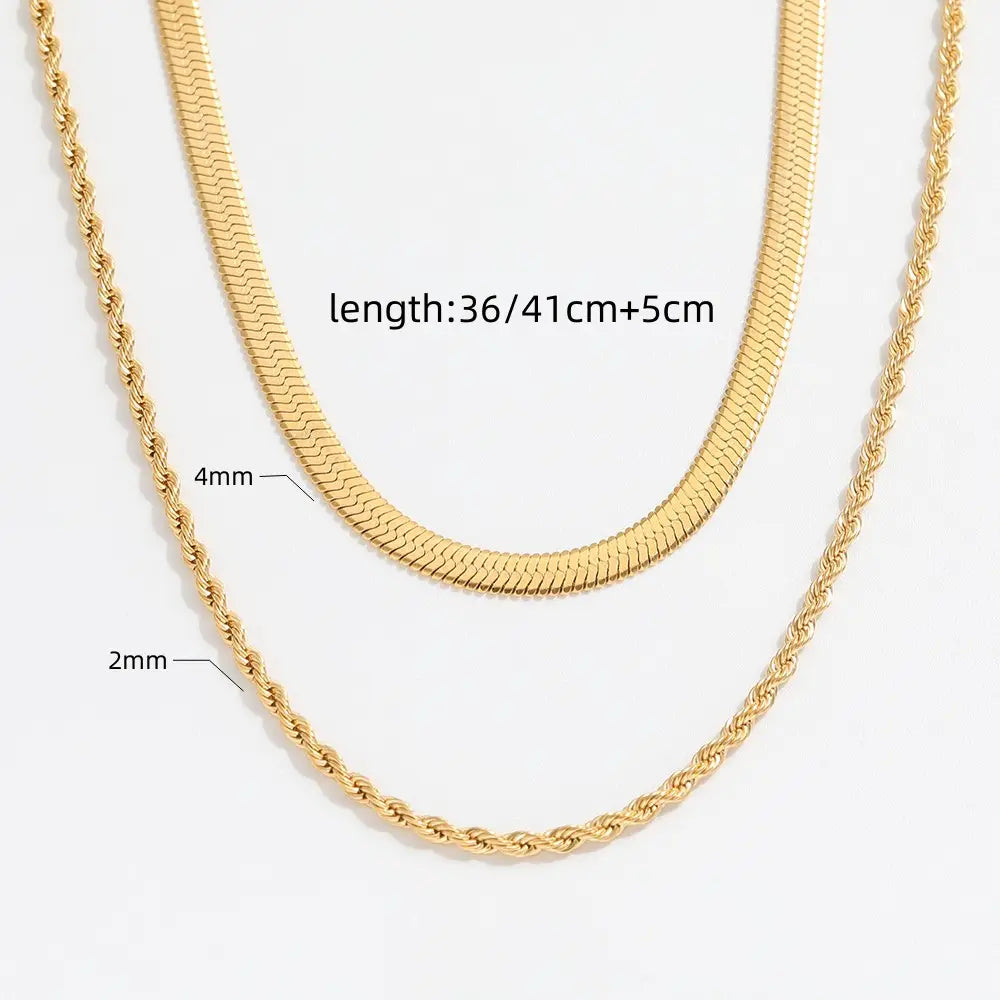 Layered Herringbone Rope Necklace