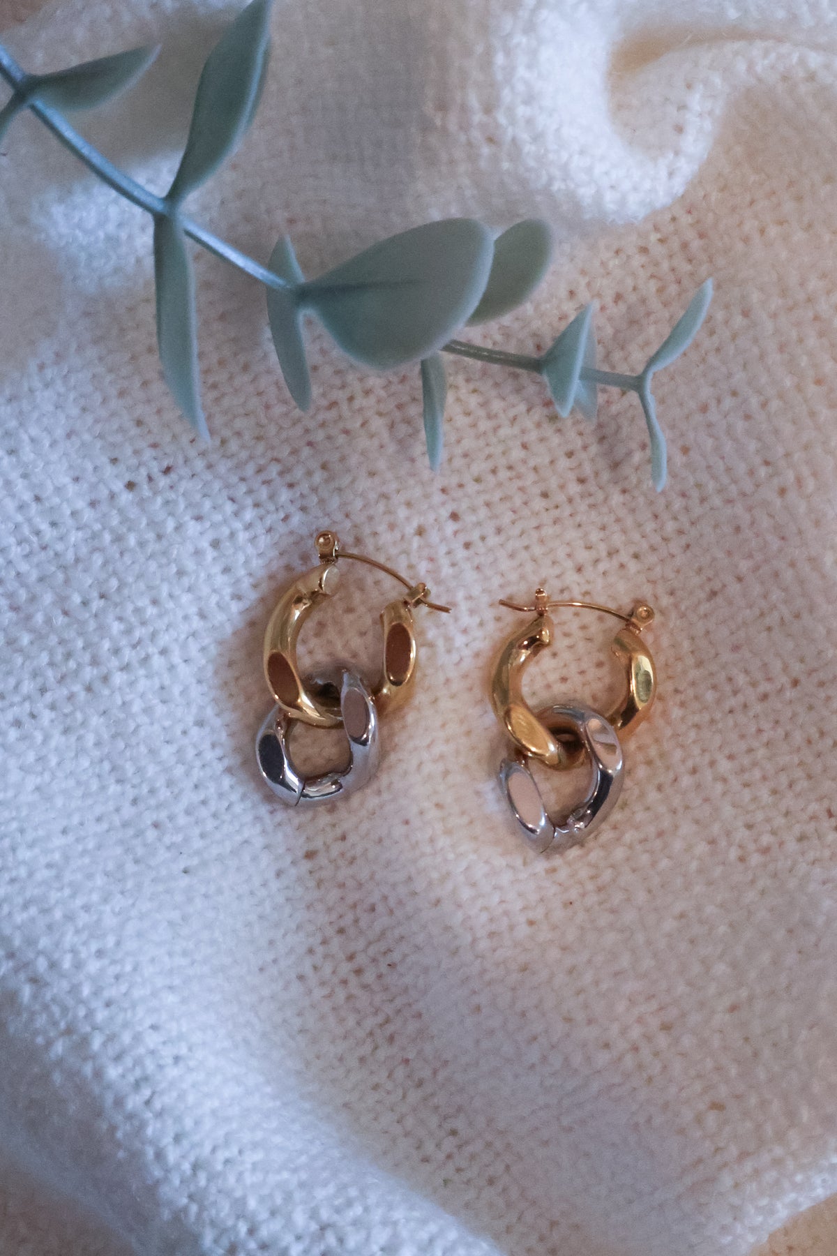 Mixed Metal Layered Chain Earring