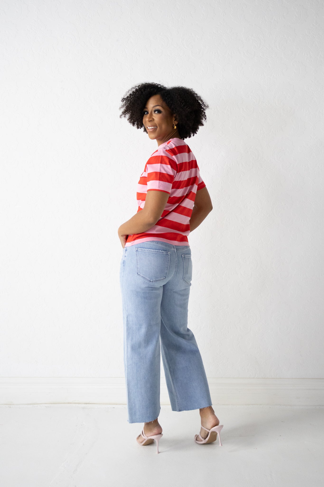 Striped Tee with Flower Applique