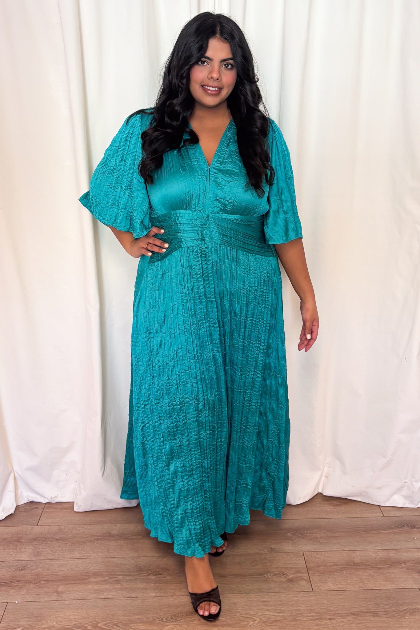 Satin Fit and Flare Midi Dress (XS-XXL) Satin Fit and Flare Midi Dress (XS-XXL)