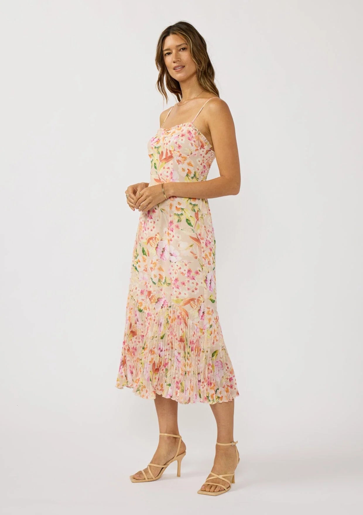Floral Pleated Midi Dress