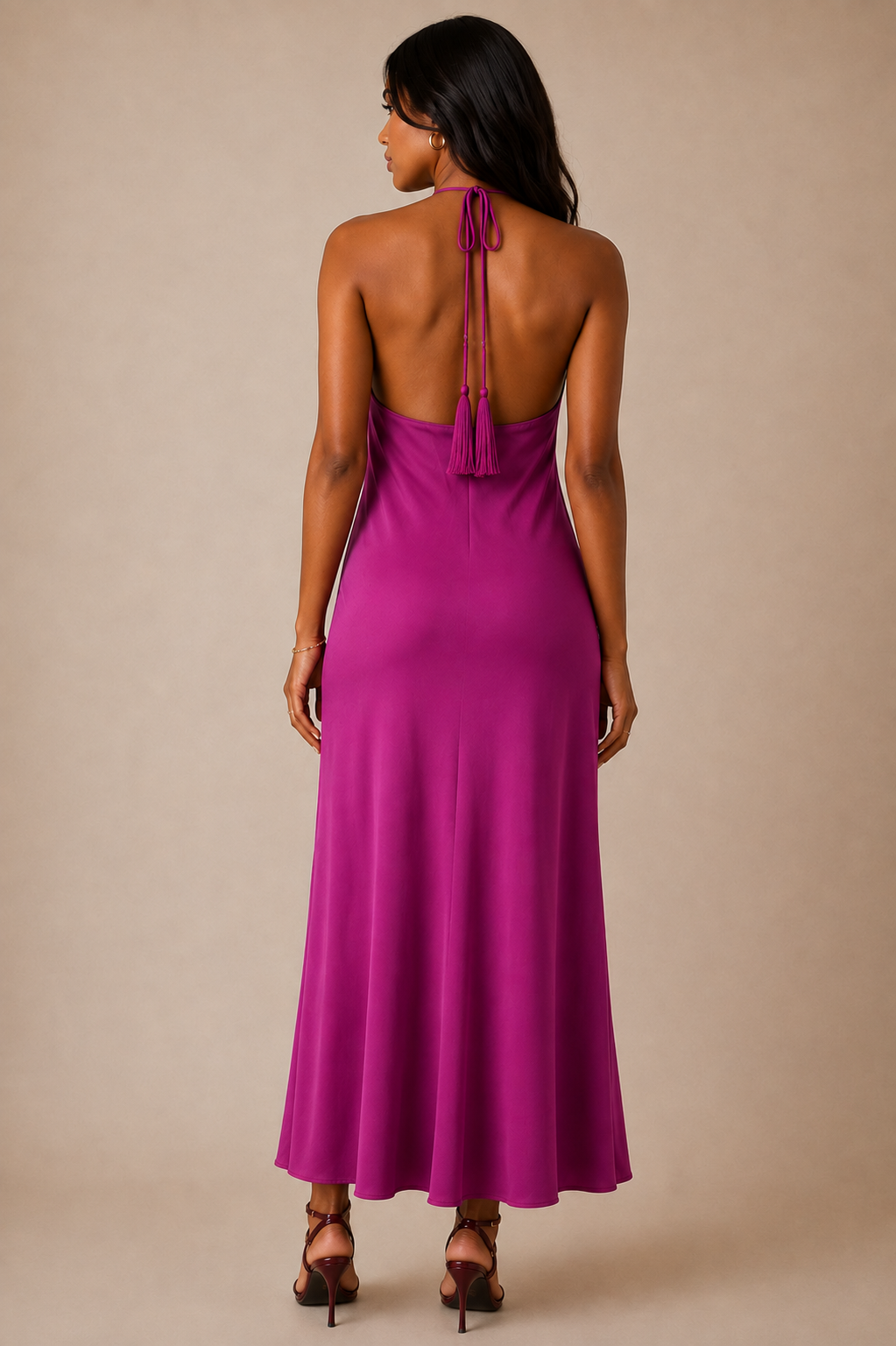 Magenta Halter Maxi Dress