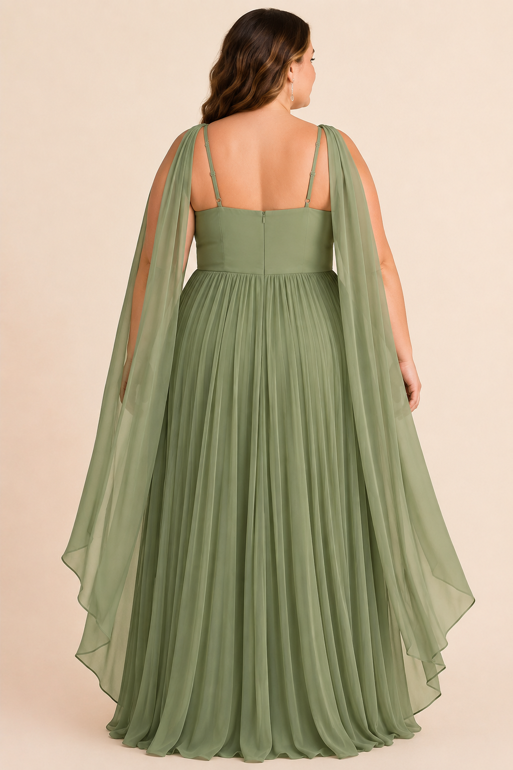 CURVE Pleated Draped Back Gown