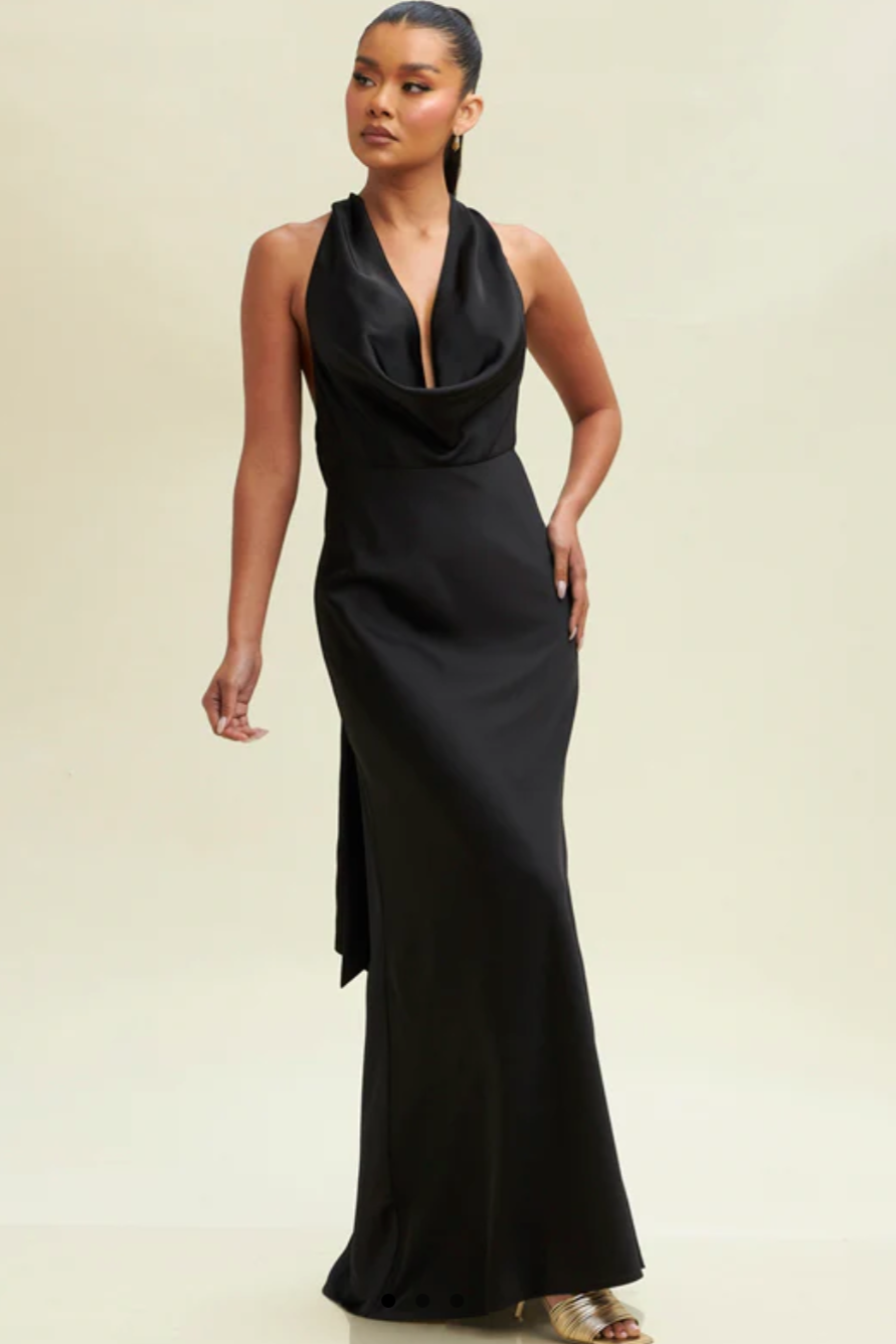Satin Halter Maxi Dress
