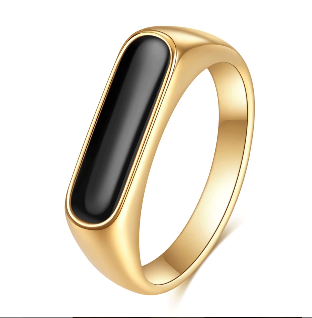 Black Flat Top Ring (7-12)
