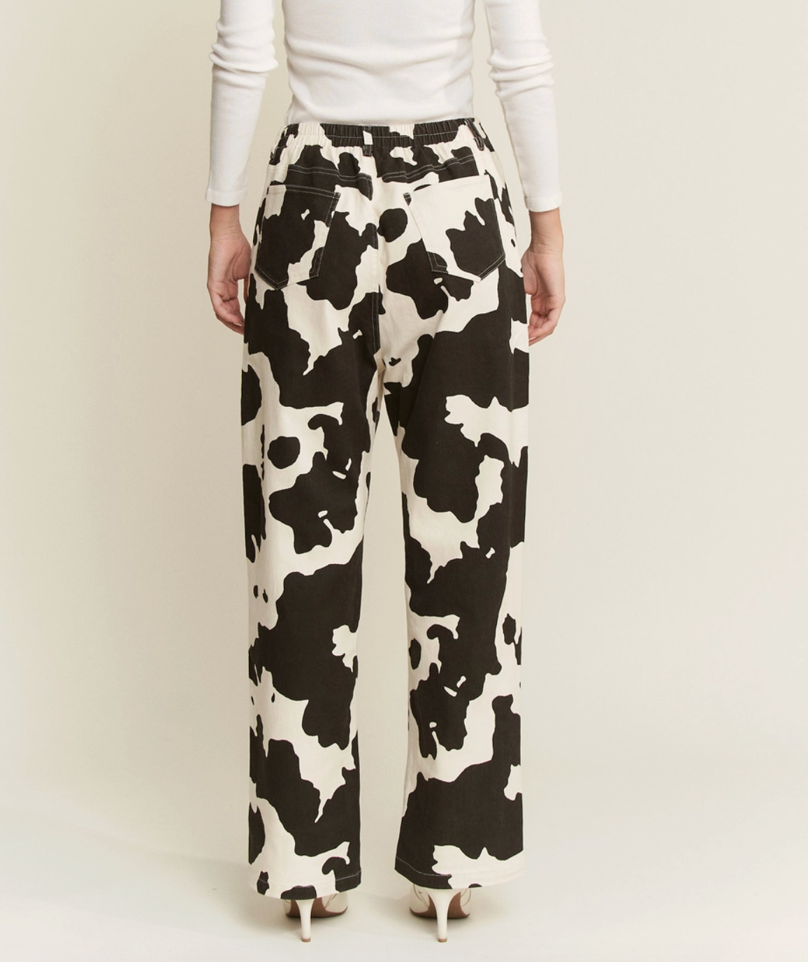 Cow Print Wide Leg Jeans (S-3X)