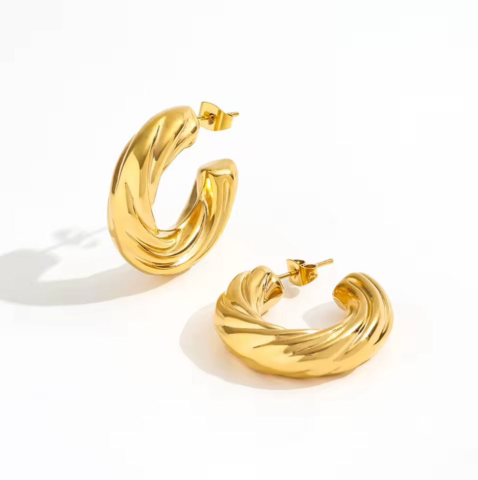 Hollow Twist Hoops