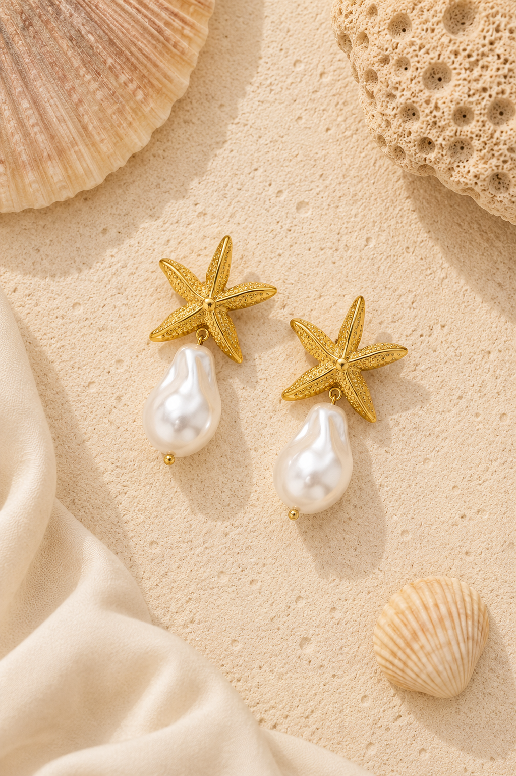 Starfish Pearl Earring