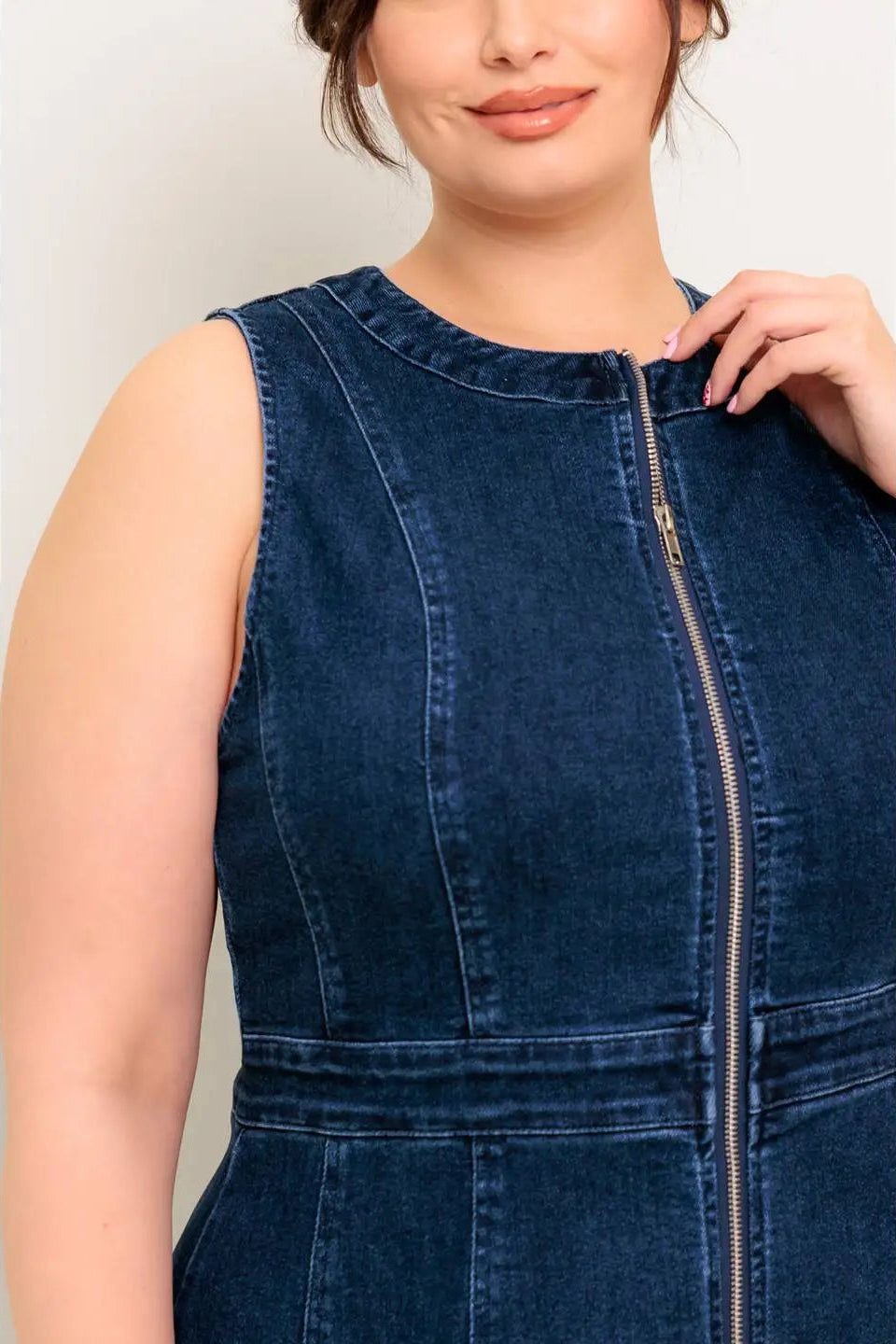 CURVE Denim Zip Midi Dress