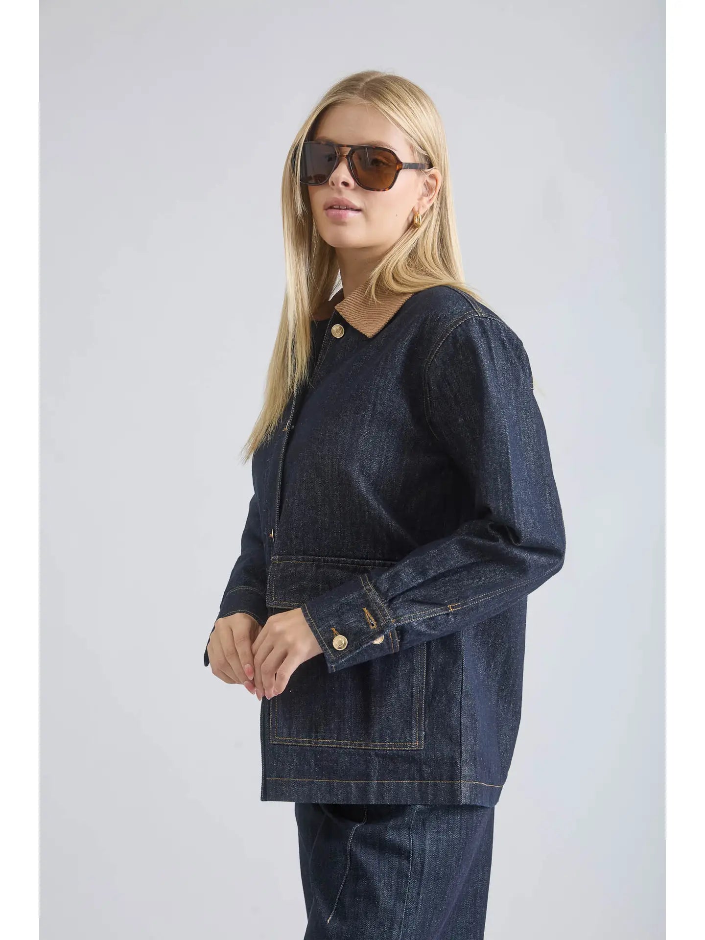 Curdoroy Collar Denim Jacket