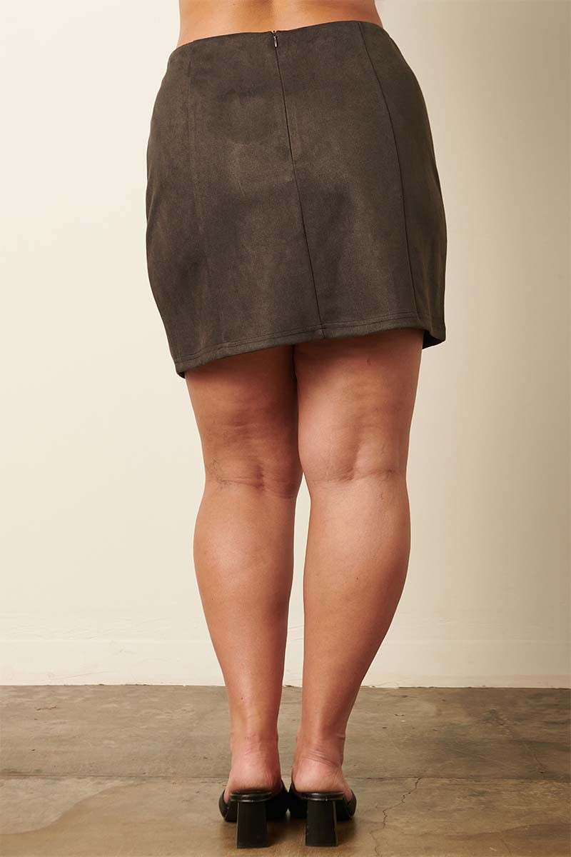 Faux Suede Mini Skirt (S-2X)