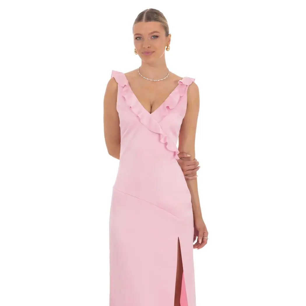 Ruffle V-neck Maxi Dress