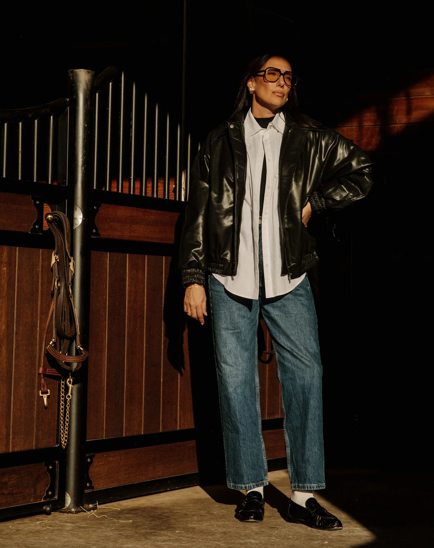 Oversized Vegan Leather Bomber