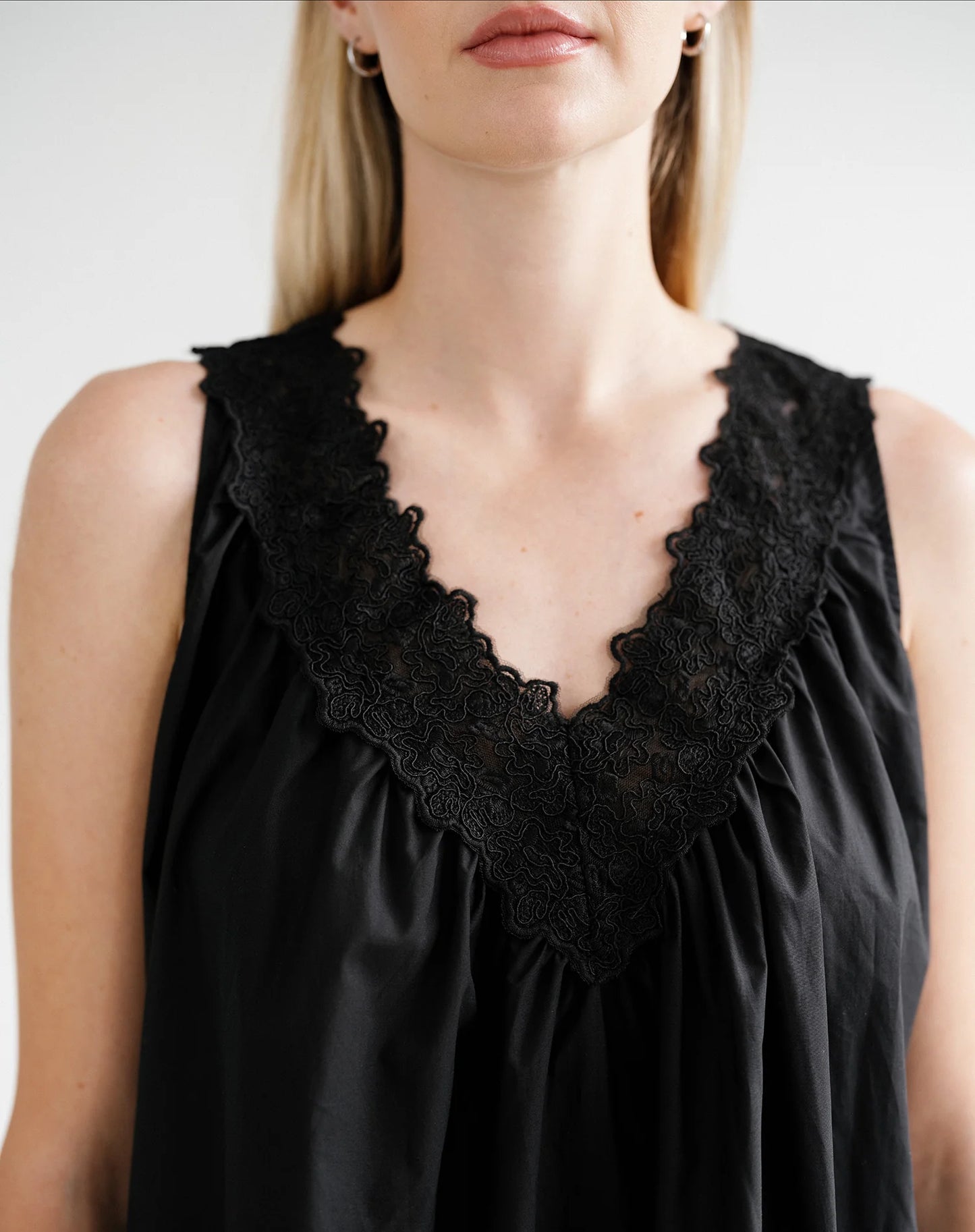 Lace Trim Poplin Mini Dress (S-3X)