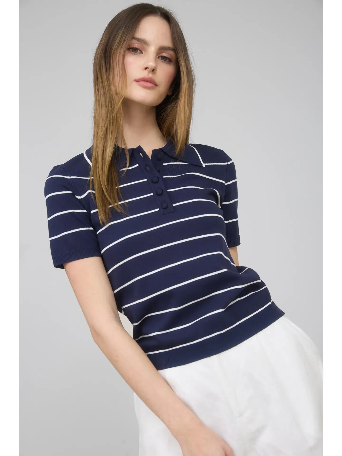 Stripe SS Knit Top