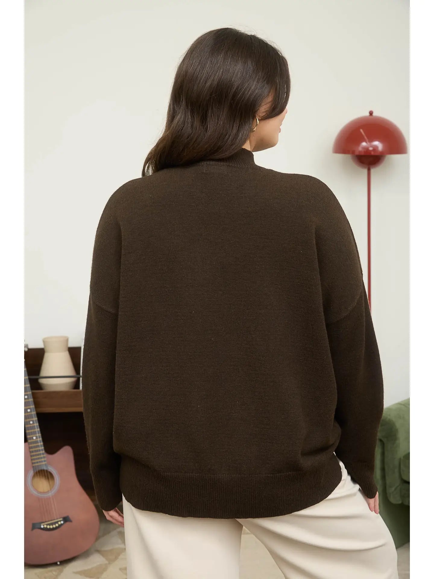 CURVE Chocolate Mock Neck Sweater