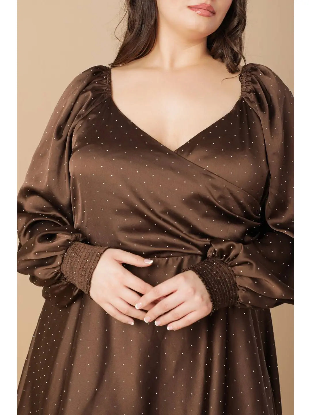 CURVE Chocolate Rhinestone Midi Dress