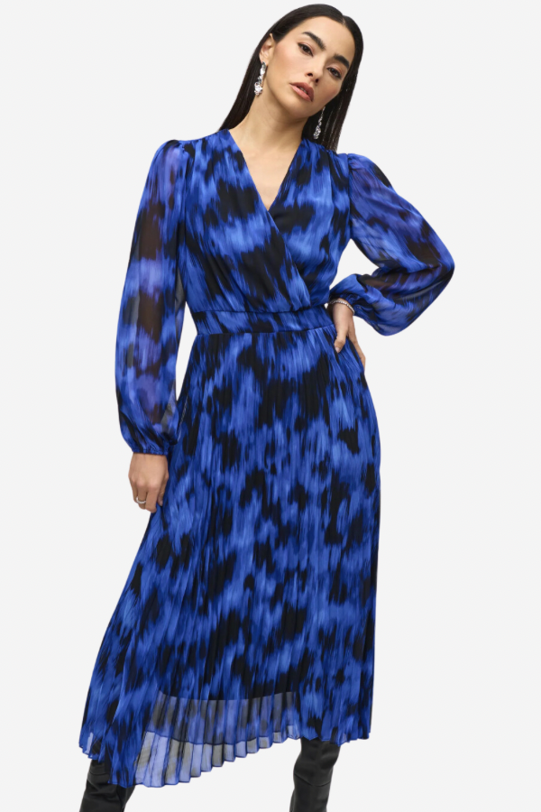 Pleated Print Midi Dress (2-22)