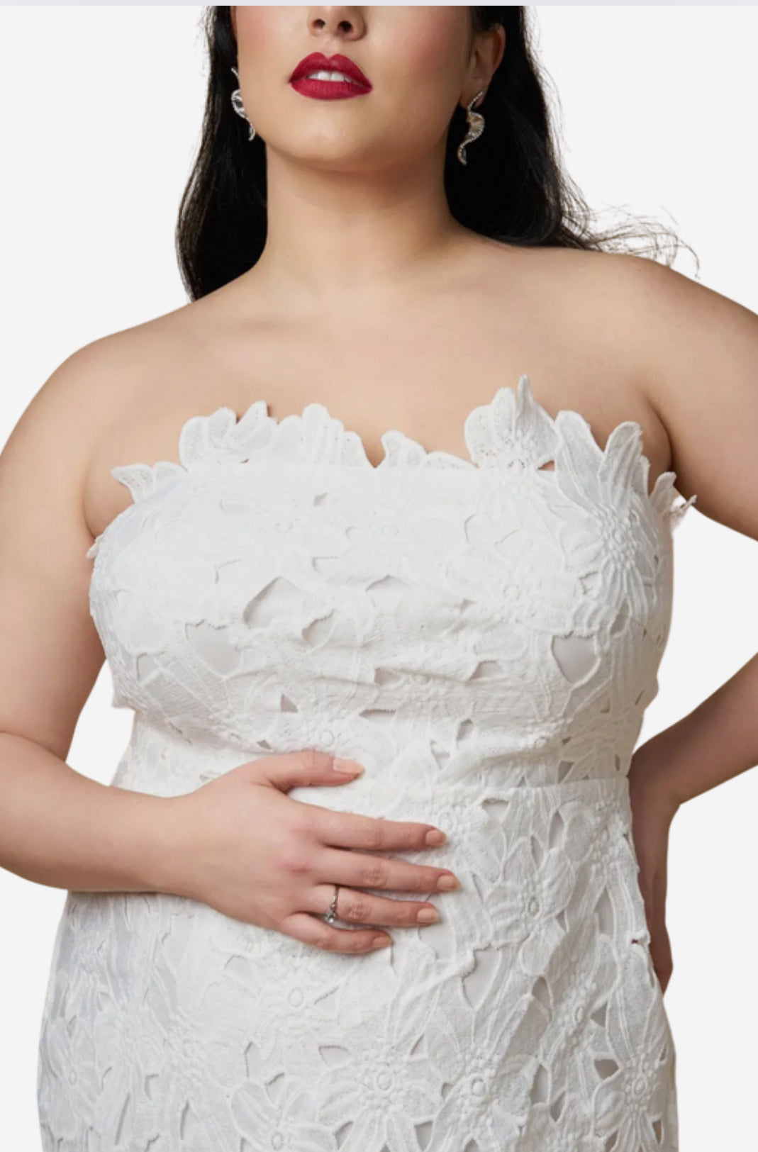 Lace Strapless Midi Dress (S-3X)
