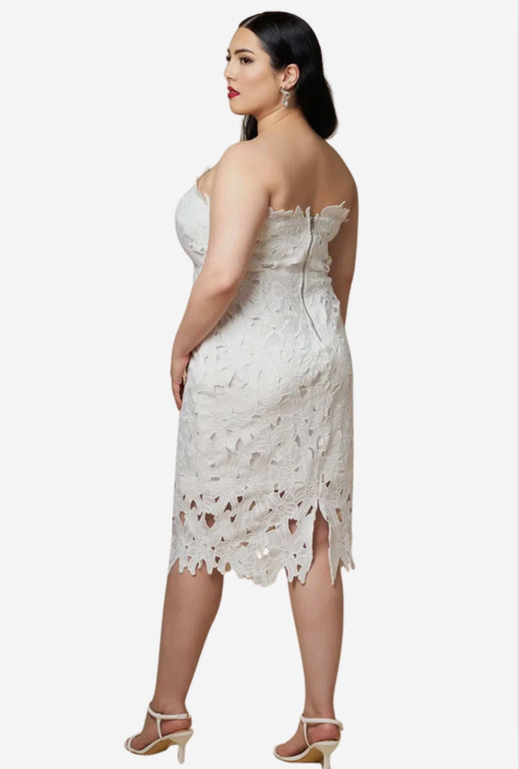 Lace Strapless Midi Dress (S-3X)