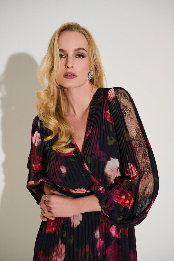 Floral Pleated Midi Dress (S-XXL)