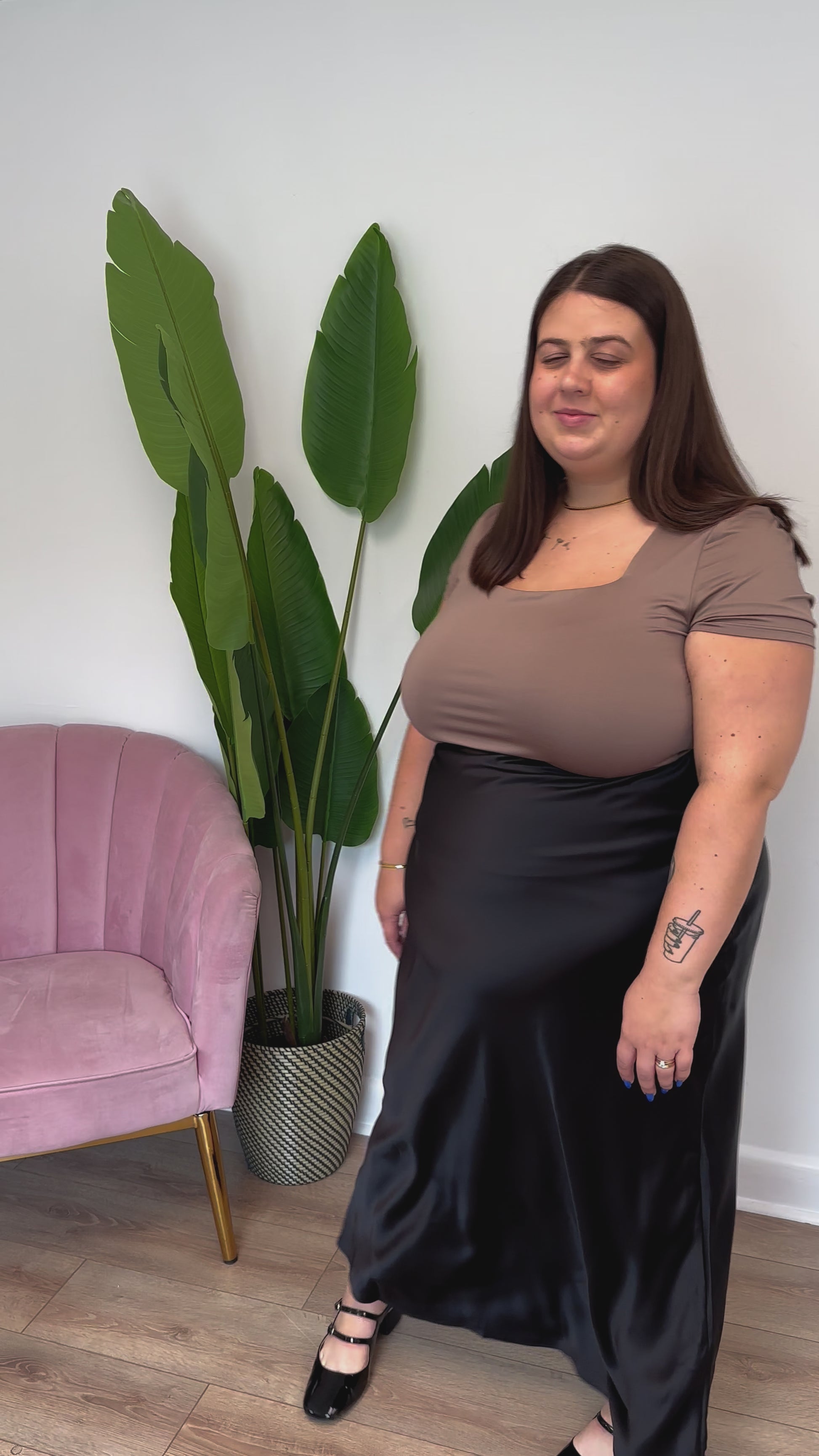 Plus size black maxi skirt satin slip skirt