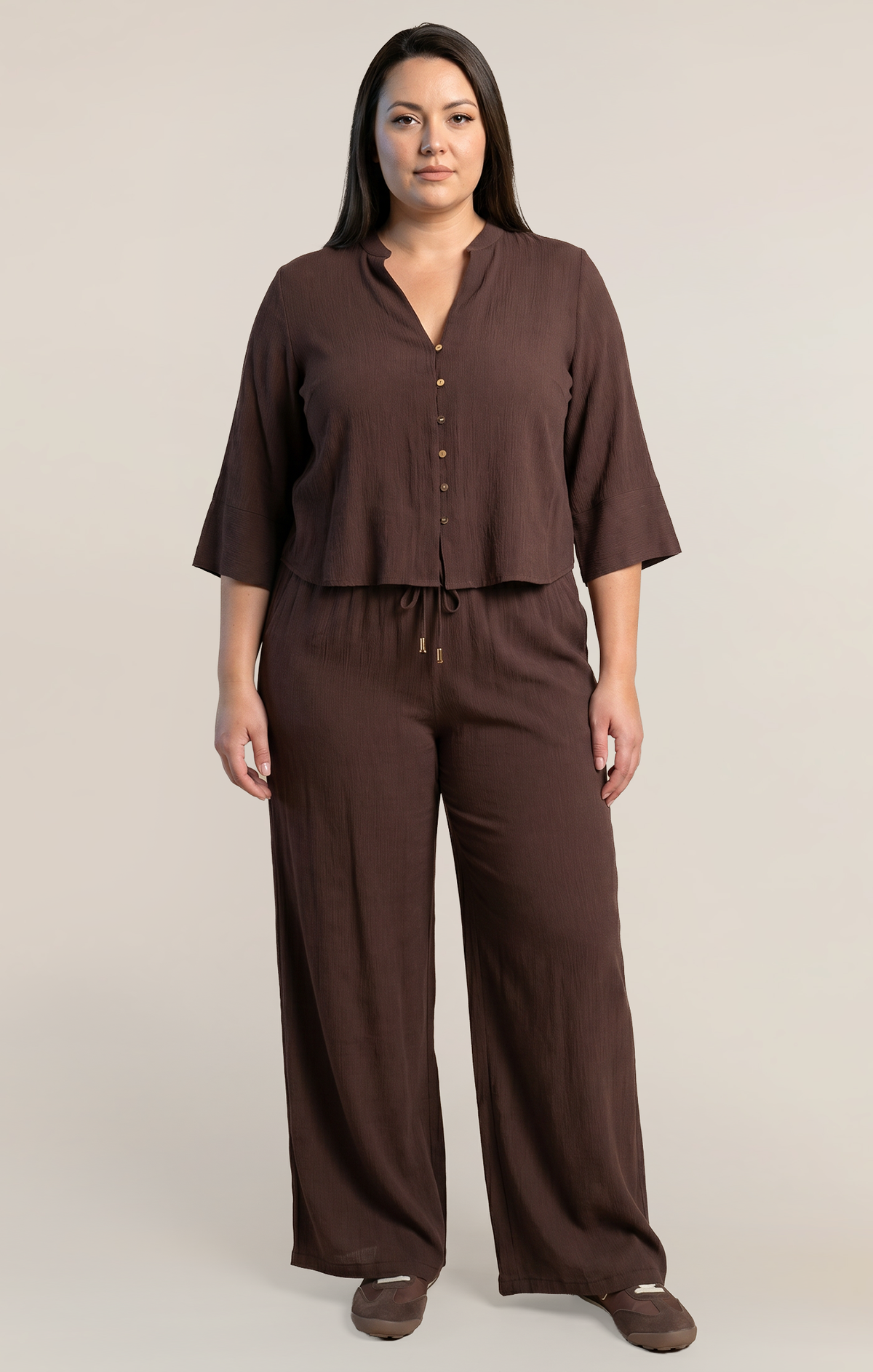 Crinkle Wide Sleeve Top (XS-2X)