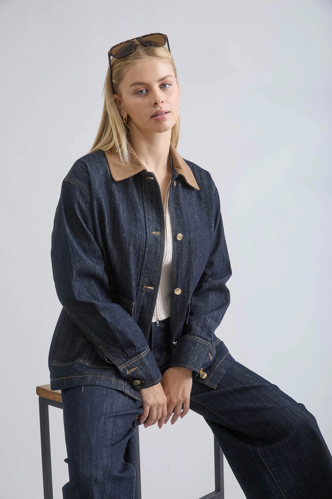 Curdoroy Collar Denim Jacket