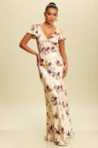 Floral Cap Sleeve Maxi Dress