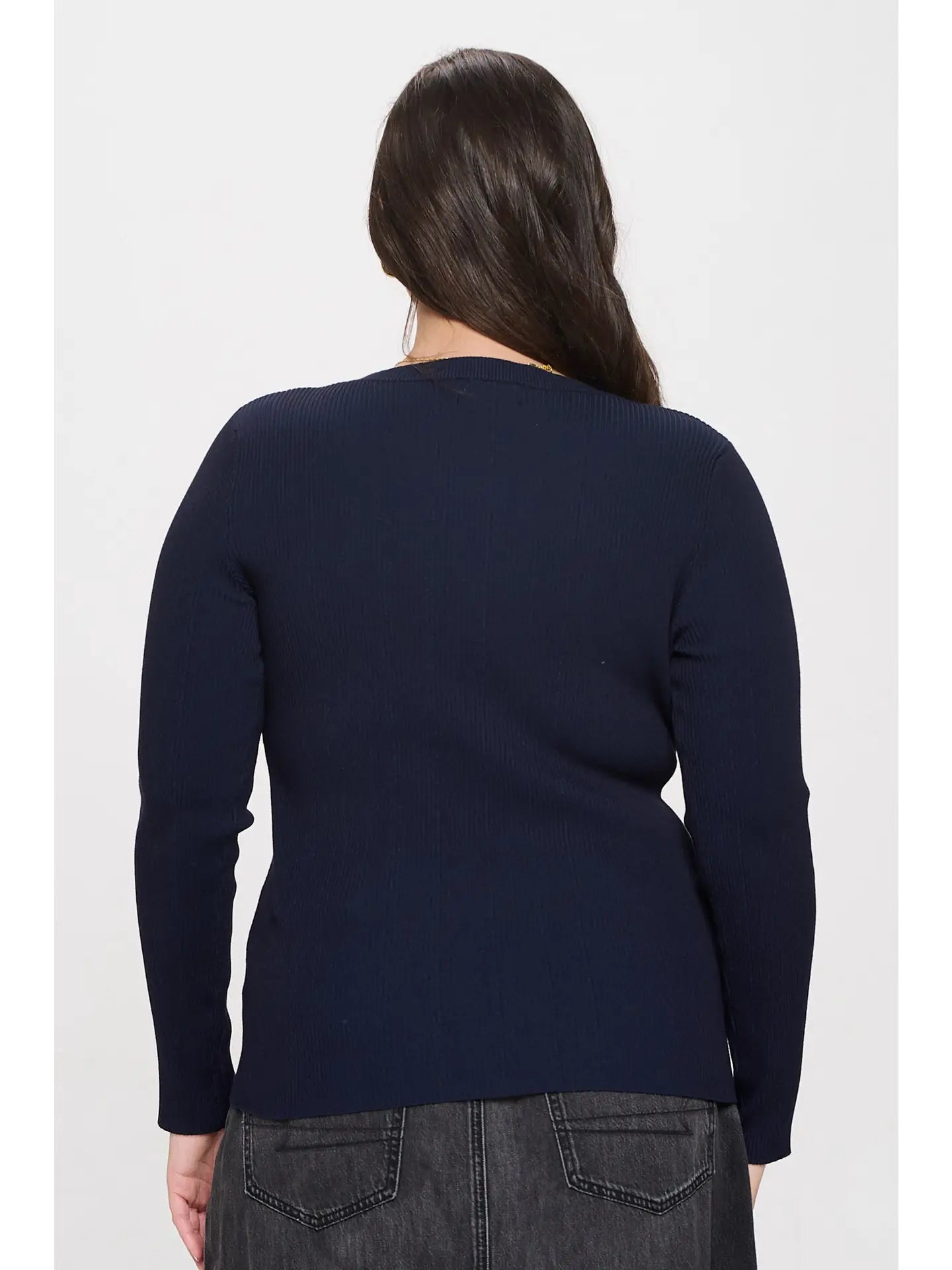 CURVE Ribbed Long Sleeve Knit Top