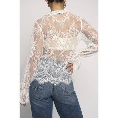 Lace Tie Front Top