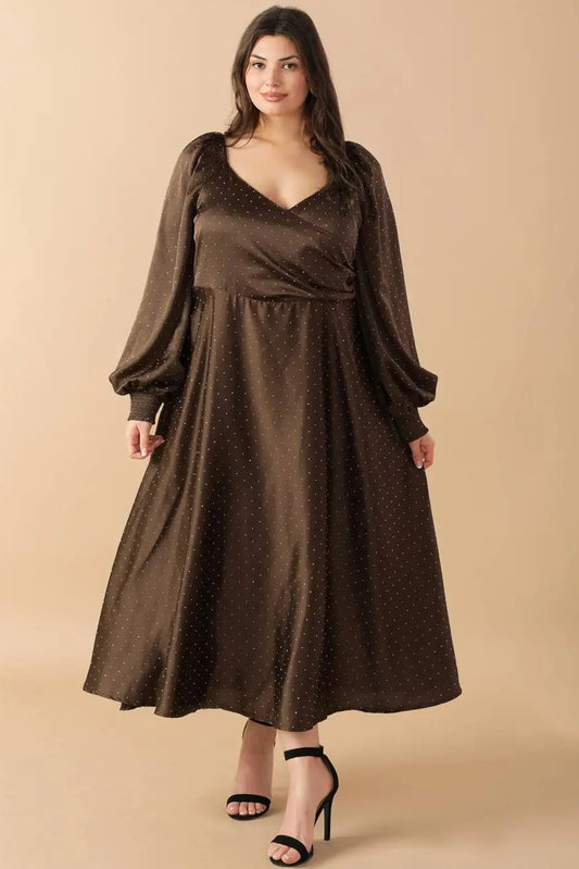 CURVE Chocolate Rhinestone Midi Dress