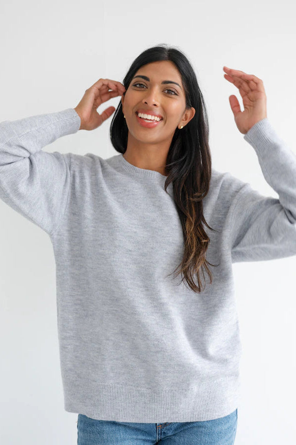 Oversized Knit Crew (S-XXXL ; Grey & Black)