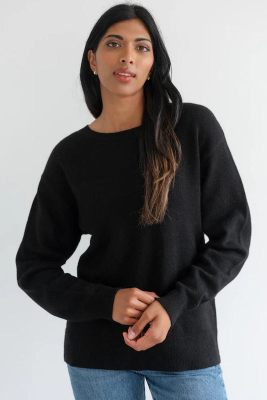 Oversized Knit Crew (S-XXXL ; Grey & Black)